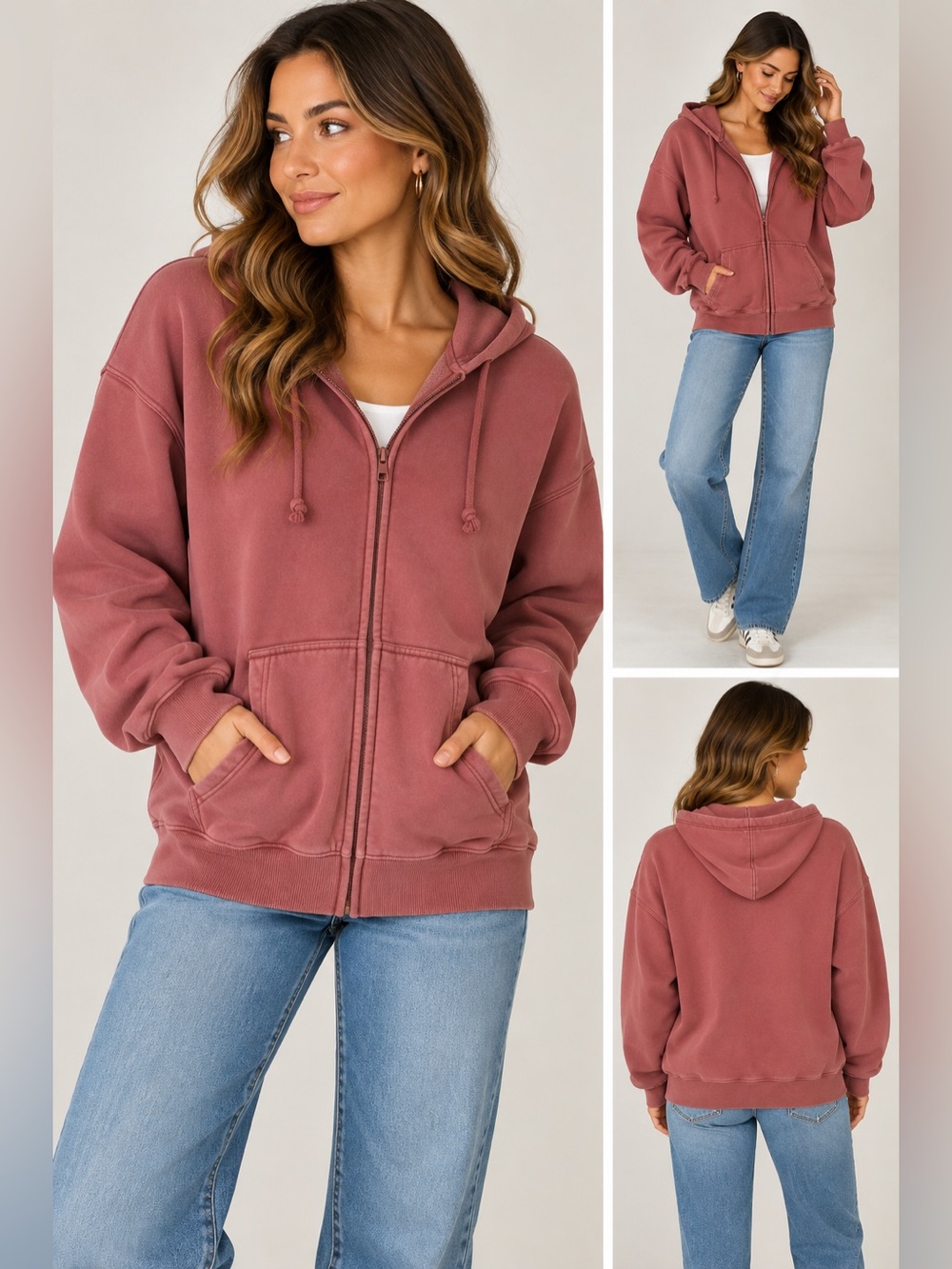 TNA COZY BOYFRIEND ZIP UP HOODIE